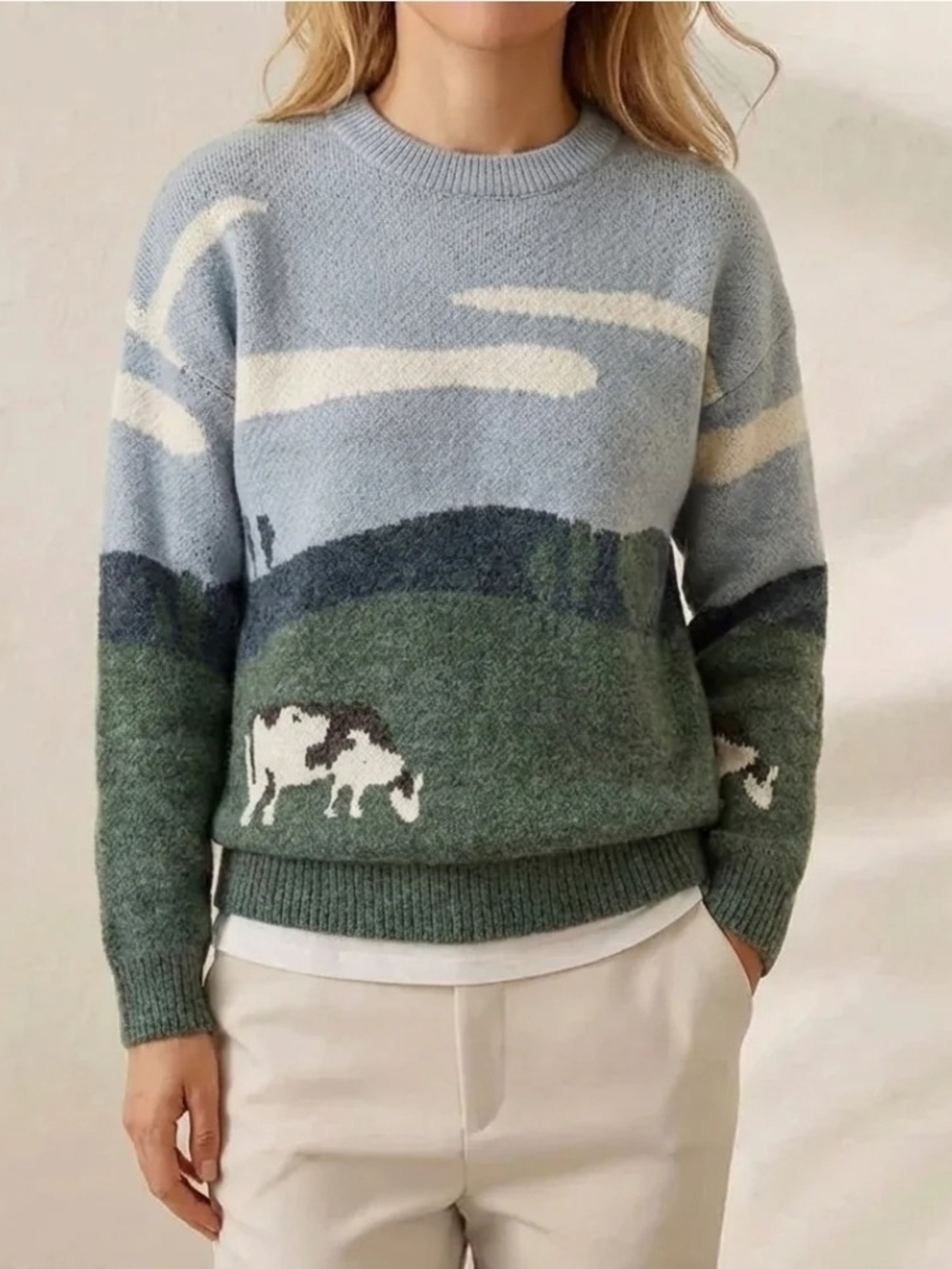 Distressed Sweater Cow Large